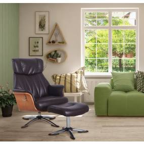 Relax-R™ Caitlin Recliner and Ottoman in Espresso Air Leather - Progressive Furniture M765-514063