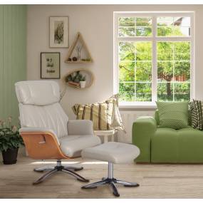 Relax-R™ Caitlin Recliner and Ottoman in Cobble Air Leather - Progressive Furniture M765-530063