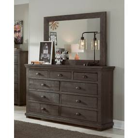 Willow Drawer Dresser & Mirror in Distressed Dark Gray - Progressive Furniture P600-23/50