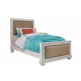 Willow Complete Twin Upholstered Bed in Distressed White - Progressive Furniture P610-25/26/27