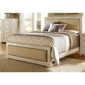 Willow Complete Full Upholstered Bed in Distressed White - Progressive Furniture P610-32/33/27