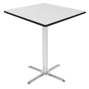 Regency Cain Cafe High 36" Square X-Base Table- White/ Chrome Base - Regency TCB3636WHCM