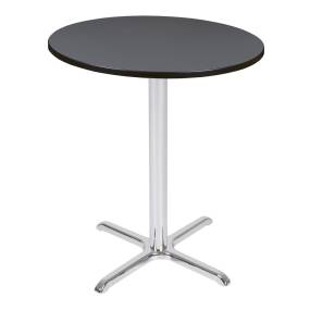 Regency Cain Cafe High 36" Round X-Base Table- Grey/ Chrome Base - Regency TCB36RNDGYCM