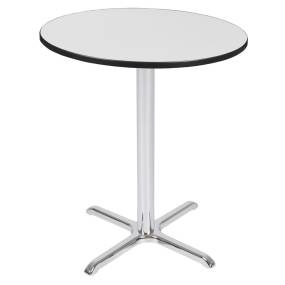 Regency Cain Cafe High 36" Round X-Base Table- White/ Chrome Base - Regency TCB36RNDWHCM