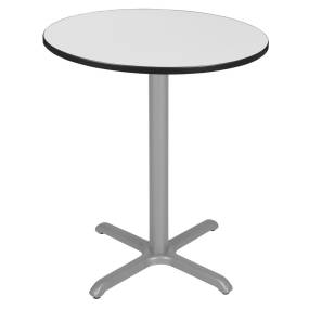 Regency Cain Cafe High 36" Round X-Base Table- White/ Grey Base - Regency TCB36RNDWHGY