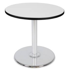 Regency Cain 30" Round Platter Base Table- White/ Chrome Base - Regency TP30RNDWHCM