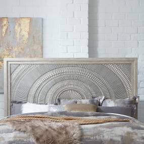 Contemporary Queen Decorative Panel HB In Washed Taupe & Silver Champagne Finish - Liberty Furniture 902-BR13