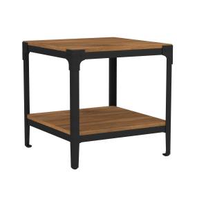20" Angle Iron Rustic End table, Metal and Wood (set of 2)- Barn Wood - Walker Edison C20AISTBW