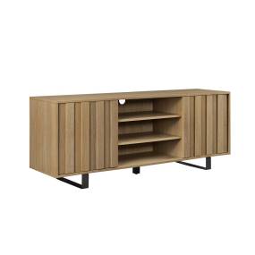60" Modern TV Cabinet with Paneled Doors - Coastal Oak / Black - Walker Edision GRET60MCCO