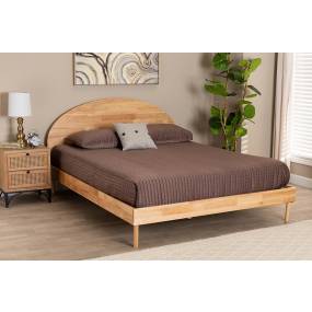 Baxton Studio Denton Japandi Natural Brown Finished Wood Queen Size Platform Bed - Wholesale Interiors BBT61137-A2 Natural Wood-Queen Bed