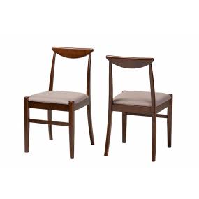 Baxton Studio Delphina Mid-Century Modern Warm Grey Fabric and Dark Brown Finished Wood 2-Piece Dining Chair Set -Wholesale Interiors BW21-04C-Grey/Cappuccino-DC