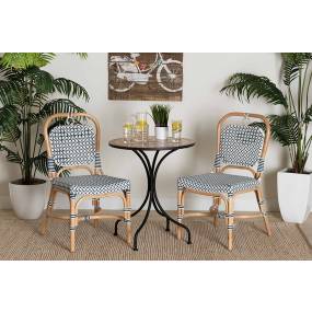 bali & pari Luciana Modern French Blue and White Weaving Natural Rattan Bistro Chair - Wholesale Interiors Luciana-Rattan-DC