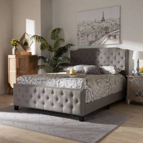 Baxton Studio Marion Modern Transitional Grey Fabric Button Tufted Full Size Panel Bed - Wholesale Interiors Marion-Grey-Full