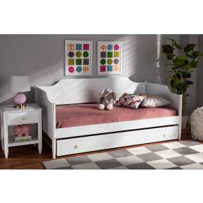 Baxton Studio Alya Classic Traditional Farmhouse White Finished Wood Twin Size Daybed /w Roll-Out Trundle Bed - Wholesale Interiors MG0016-1-White-Daybed /w Trundle