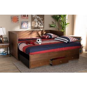 Baxton Studio Thomas Classic & Traditional Walnut Brown Finished Wood Expandable Twin Size to King Size Daybed /w Storage Drawers - Wholesale Interiors MG0032-Walnut-3DW-Daybed