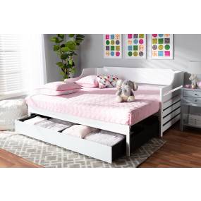 Baxton Studio Jameson Modern & Transitional White Finished Expandable Twin Size to King Size Daybed /w Storage Drawer - Wholesale Interiors MG0033-1-White-Daybed