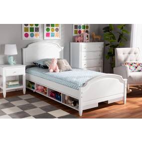 Baxton Studio Elise Classic & Traditional Transitional White Finished Wood Twin Size Storage Platform Bed - Wholesale Interiors MG0038-White-Twin