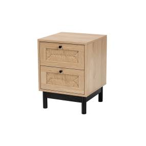 Baxton Studio Cherelle Mid-Century Modern Light Brown and Black 2-Drawer End Table - Wholesale Interiors SR221276-Wooden-ET