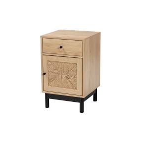 Baxton Studio Cherelle Mid-Century Modern Light Brown and Black 1-Drawer End Table - Wholesale Interiors SR221277-Wooden-ET