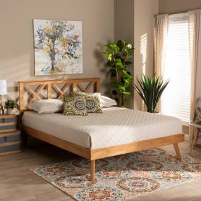 Baxton Studio Galvin Modern Brown Finished Wood Full Size Platform Bed - Wholesale Interiors SW8219-Rustic Brown-Full