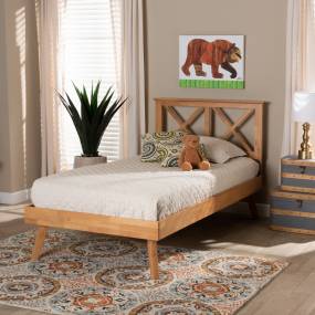 Baxton Studio Galvin Modern Brown Finished Wood Twin Size Platform Bed - Wholesale Interiors SW8219-Rustic Brown-Twin