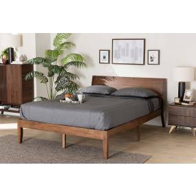 Baxton Studio Salvatore Mid-Century Modern Walnut Brown Finished Wood Queen Size Platform Bed – Wholesale Interiors SW8521-Walnut-Queen