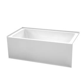 Wyndham WCBTW16032RBNTRIM Grayley 60 x 32 Inch Alcove Bathtub in White with Right-Hand Drain and Overflow Trim in Brushed Nickel