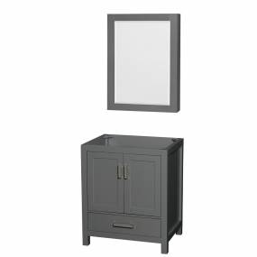 30 inch Single Bathroom Vanity in Dark Gray, No Countertop, No Sink, and Medicine Cabinet - Wyndham WCS141430SKGCXSXXMED