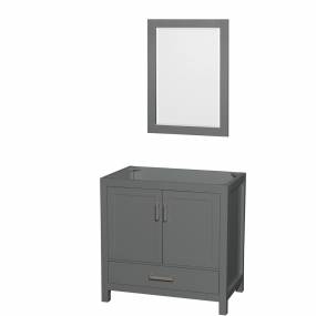 36 inch Single Bathroom Vanity in Dark Gray, No Countertop, No Sink, and 24 inch Mirror - Wyndham WCS141436SKGCXSXXM24