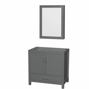 36 inch Single Bathroom Vanity in Dark Gray, No Countertop, No Sink, and Medicine Cabinet - Wyndham WCS141436SKGCXSXXMED