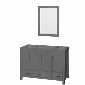 48 inch Single Bathroom Vanity in Dark Gray, No Countertop, No Sink, and 24 inch Mirror - Wyndham WCS141448SKGCXSXXM24