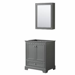 30 Inch Single Bathroom Vanity in Dark Gray, No Countertop, No Sink, and Medicine Cabinet - Wyndham WCS202030SKGCXSXXMED