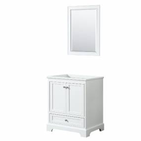 30 Inch Single Bathroom Vanity in White, No Countertop, No Sink, and 24 Inch Mirror - Wyndham WCS202030SWHCXSXXM24