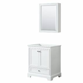 30 Inch Single Bathroom Vanity in White, No Countertop, No Sink, and Medicine Cabinet - Wyndham WCS202030SWHCXSXXMED