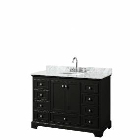 48 Inch Single Bathroom Vanity in Dark Espresso, White Carrara Marble Countertop, Undermount Oval Sink, and No Mirror - Wyndham WCS202048SDECMUNOMXX