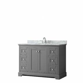 48 Inch Single Bathroom Vanity in Dark Gray, White Carrara Marble Countertop, Undermount Oval Sink, and No Mirror - Wyndham WCV232348SKGCMUNOMXX