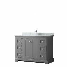 48 Inch Single Bathroom Vanity in Dark Gray, White Carrara Marble Countertop, Undermount Square Sink, and No Mirror - Wyndham WCV232348SKGCMUNSMXX