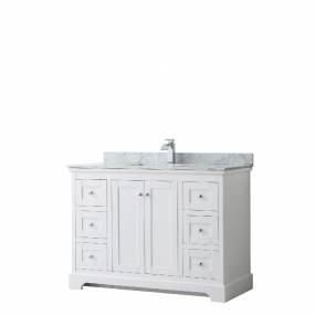 48 Inch Single Bathroom Vanity in White, White Carrara Marble Countertop, Undermount Square Sink, and No Mirror - Wyndham WCV232348SWHCMUNSMXX