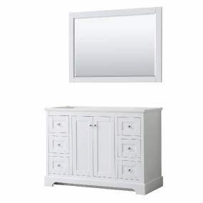 48 Inch Single Bathroom Vanity in White, No Countertop, No Sink, and 46 Inch Mirror - Wyndham WCV232348SWHCXSXXM46
