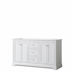 60 Inch Double Bathroom Vanity in White, No Countertop, No Sinks, and No Mirror - Wyndham WCV232360DWHCXSXXMXX
