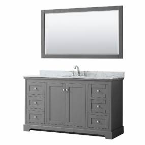 60 Inch Single Bathroom Vanity in Dark Gray, White Carrara Marble Countertop, Undermount Oval Sink, and 58 Inch Mirror - Wyndham WCV232360SKGCMUNOM58