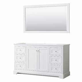 60 Inch Single Bathroom Vanity in White, No Countertop, No Sink, and 58 Inch Mirror - Wyndham WCV232360SWHCXSXXM58