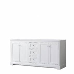 72 Inch Double Bathroom Vanity in White, No Countertop, No Sinks, and No Mirror - Wyndham WCV232372DWHCXSXXMXX
