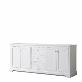 80 Inch Double Bathroom Vanity in White, No Countertop, No Sinks, and No Mirror - Wyndham WCV232380DWHCXSXXMXX