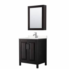 Daria 30 Inch Single Bathroom Vanity in Dark Espresso, Light-Vein Carrara Cultured Marble Countertop, Undermount Square Sink, Medicine Cabinet - Wyndham WCV252530SDEC2UNSMED