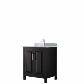30 inch Single Bathroom Vanity in Dark Espresso, White Carrara Marble Countertop, Undermount Square Sink, and No Mirror - Wyndham WCV252530SDECMUNSMXX