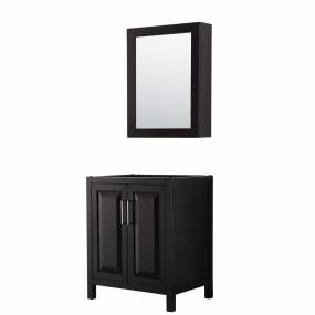 30 inch Single Bathroom Vanity in Dark Espresso, No Countertop, No Sink, and Medicine Cabinet - Wyndham WCV252530SDECXSXXMED