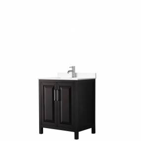 Daria 30 Inch Single Bathroom Vanity in Dark Espresso, White Cultured Marble Countertop, Undermount Square Sink, No Mirror - Wyndham WCV252530SDEWCUNSMXX