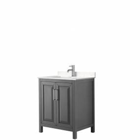 Daria 30 Inch Single Bathroom Vanity in Dark Gray, Light-Vein Carrara Cultured Marble Countertop, Undermount Square Sink, No Mirror - Wyndham WCV252530SKGC2UNSMXX