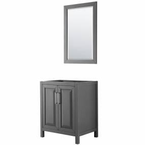 30 inch Single Bathroom Vanity in Dark Gray, No Countertop, No Sink, and 24 inch Mirror - Wyndham WCV252530SKGCXSXXM24